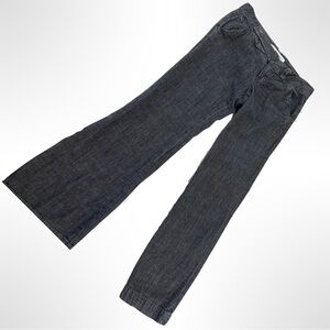 Salt Works New York City Gray Midrise Jeans 100% Cotton Offset Buttons Wide Hem